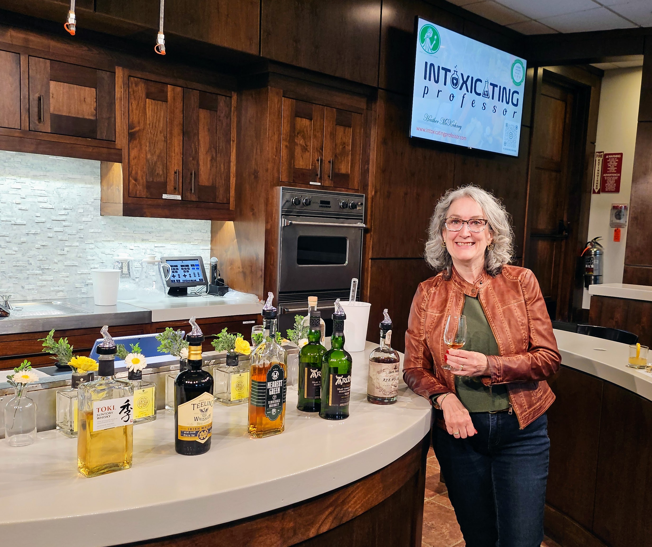 Heather teaching a whiskey class